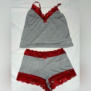 SHEIN Red Lace Pajama Set XL
